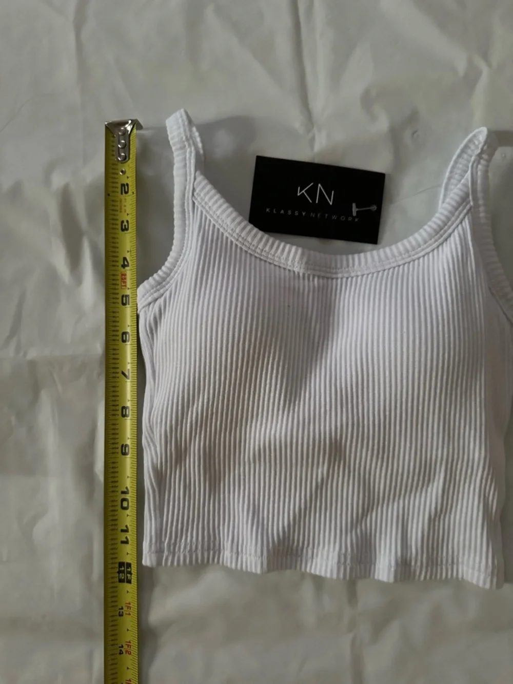 Klassy Network White Ribbed Cropped Cami - Picture 3 of 8